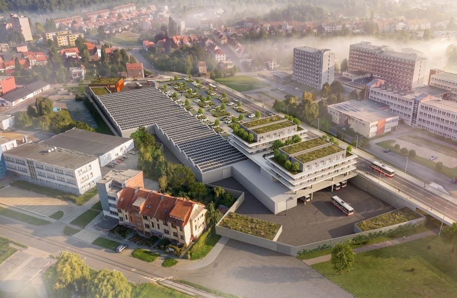 obrázek: V Komíně vznikne moderní zázemí pro trolejbusy. Součástí projektu budou i byty a zbrojnice